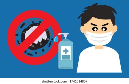 Washing hand and protective face mask against corona virus,Covid-19.