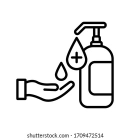 Washing hand with sanitizer liquid soap vector icon. vector illustration on white background. eps 10