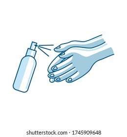 Washing hand with sanitizer liquid soap vector icon Spray