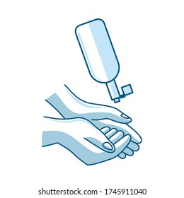 Washing hand with sanitizer liquid soap vector icon Finger