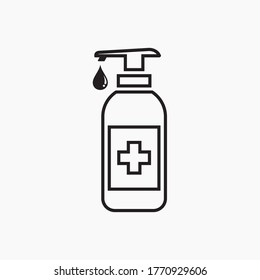 Washing hand with sanitizer liquid soap outline vector. Antiseptic icon, hand sanitizers. Sanitizer bottle. liquid soap icon.