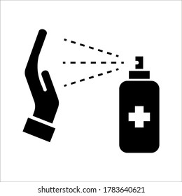 Washing hand with sanitizer liquid soap vector line icon. eps 10