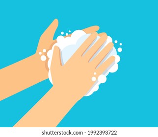 Washing hand with soap vector illustration EPS10	
