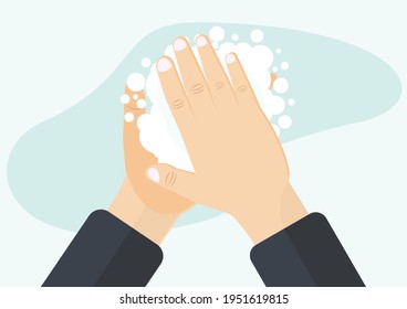 Hand waschen mit Seife, Vektorgrafik
