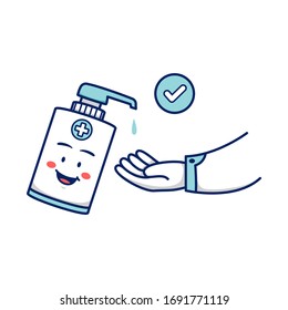 Washing Hand Using Hand Soap Sanitizer Vector Illustration Cartoon