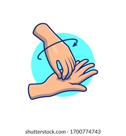 Ilustración del icono del vector de mano de lavado. La Gente Lavó Las Manos Caricaturas. Concepto de salud e icono médico aislado. Estilo de caricatura plano adecuado para Web Landing Page, banner, volante, adhesivo, tarjeta