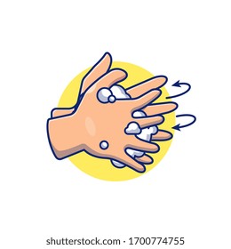 Washing Hand Vector Icon Illustration. People Hands Washed Cartoon. Health and Medical Icon Concept Isolated. Flat Cartoon Style Suitable for Web Landing Page, Banner, Flyer, Sticker, Card