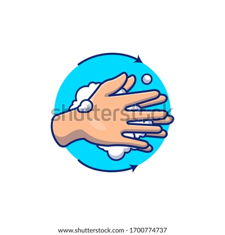 Washing Hand Vector Icon Illustration. People Hands Washed Cartoon. Health and Medical Icon Concept Isolated. Flat Cartoon Style Suitable for Web Landing Page, Banner, Flyer, Sticker, Card