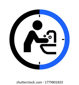 Washing hands 30 seconds keep healthy and prevent virus sign icon symbol