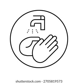 Händewaschen vor dem Hilfslinien-Icon-Vektor. Händewaschen vor dem Hilfsschild. isoliertes Kontursymbol, schwarze Illustration