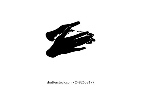 Washing hands, black isolated silhouette