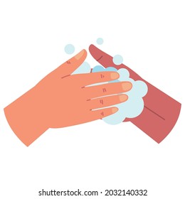 washing hands and bubbles, isolated