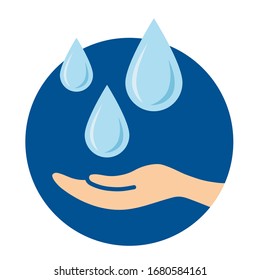 Washing Hands, cleaning, Health care, Anti Bacteria in blue circle on transparent background, vector illustration, isolated, icon