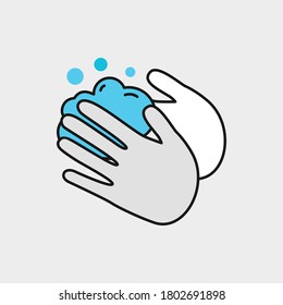 Washing Hands Colored Icon on Isolated Background. COVID-19, Corona Virus Concept Icon.
