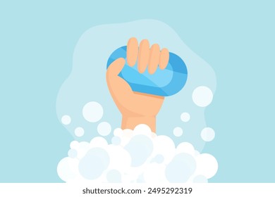 Washing hands concept. Colored flat vector illustration isolated.