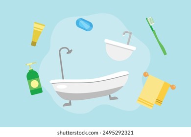 Washing hands concept. Colored flat vector illustration isolated.