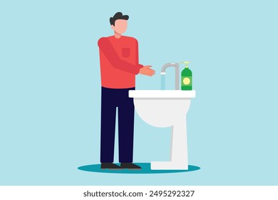 Washing hands concept. Colored flat vector illustration isolated.