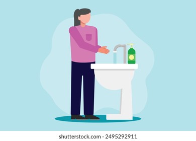 Washing hands concept. Colored flat vector illustration isolated.