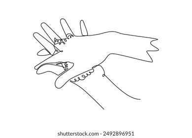 Washing hands concept. Single line draw design vector graphic illustration.
