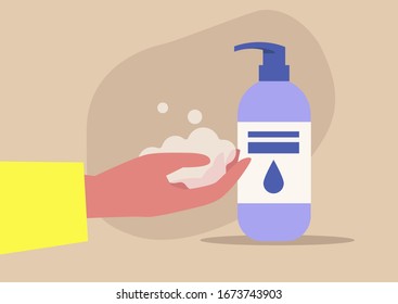 Washing hands, coronavirus spreading prevention, daily hygiene