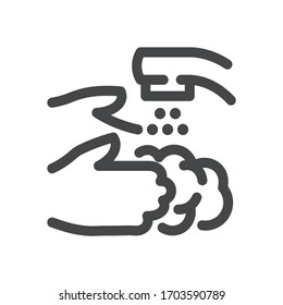 Washing hands dark colored vector line icon
