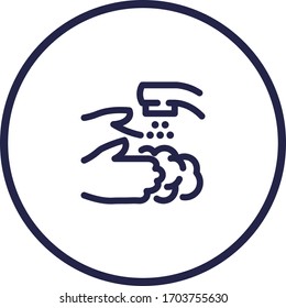 Washing hands dark colored vector line icon