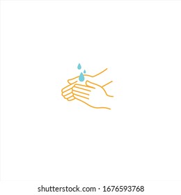 Washing hands. Hands with drops of water. Isolated icon vector illustration.