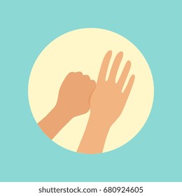 Washing hands focus on thumbs finger round vector Illustration
