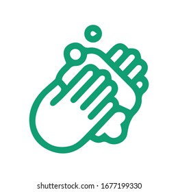 washing hands green icon vector.