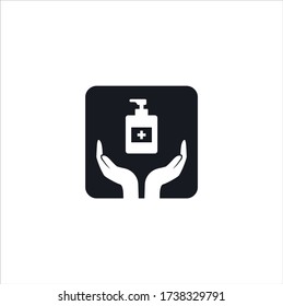 Manos de lavado con la plantilla de diseño gráfico del icono de ilustración vectorial del sanitizador de mano