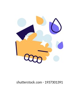 Washing hands hygiene with soap vector icon