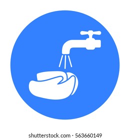 Washing hands icon black. Single sick icon from the big ill, disease black.