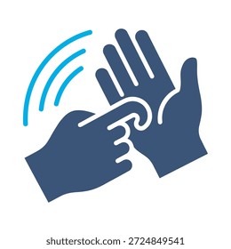 Icono de lavarse las manos diseño de Vector plano azul palmas de frotar símbolo higiene higiene higiene higiene sanitaria cuidado de la salud signo de elemento gráfico
