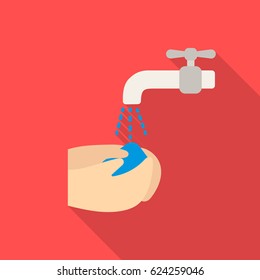 Washing hands icon flate. Single sick icon from the big ill, disease flate.