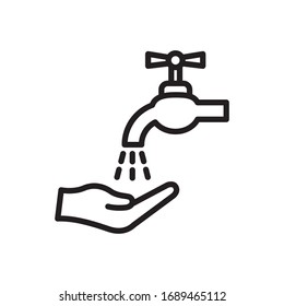 Washing hands icon. Line style design. Isolated on white background. Vector graphic illustration. Suitable for website design, logo, app, template, and ui. Editable vector stroke. EPS 10.