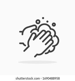 Washing hands icon in line style. For your design, logo. Vector illustration. Editable Stroke.