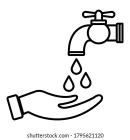 Washing hands icon in modern outline style design. Vector illustration isolated on white background.