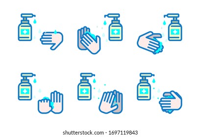 Washing hands icon Set.Cleaning Products Signs Collection.Vector Illustration.