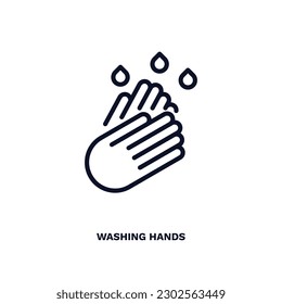 washing hands icon. Thin line washing hands icon from behavior and action collection. Outline vector isolated on white background. Editable washing hands symbol can be used web and mobile