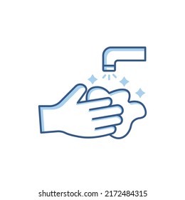 icono de lavarse las manos. Estilo de icono de dos tonos. Diseño sencillo editable