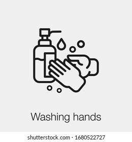 washing hands icon vector. Linear style sign for mobile concept and web design. wash hands symbol illustration. Pixel vector graphics - Vector.