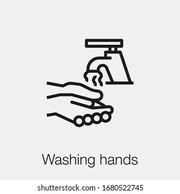 washing hands icon vector. Linear style sign for mobile concept and web design. wash hands symbol illustration. Pixel vector graphics - Vector.