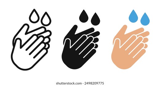 washing hands iconicon vector collection in outlined and solid style