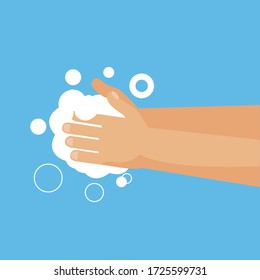 Washing hands illustration vector flat design on blue background
