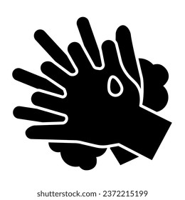 Washing hands instruction solid icon. Properly clean between fingers glyph style pictogram on white background. Prevent coronavirus spread sign for mobile concept and web design. Vector graphics