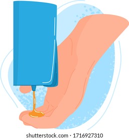 Washing hands instruction, vector illustration. Right way to avoid viruses and germ. Use clean water and soap, foam for disinfection hands, body, health sanitary. Phased disinfecting procedure.
