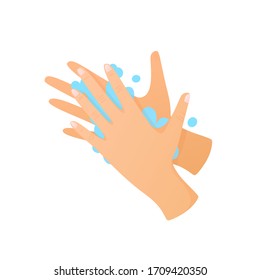 Washing hands isolated on white hygiene concept. Vector symbol object for healthcare medical designs.