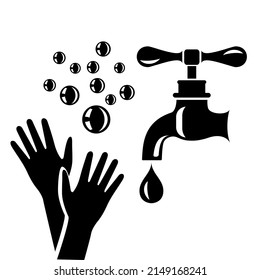 Lavar las manos para mantener el icono limpio. Estilo sano simple negro logo detallado icono vector ilustración negra aislado.