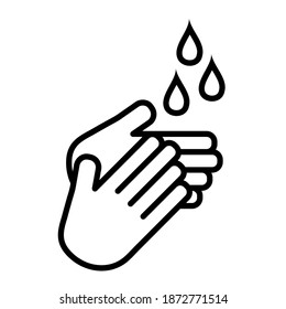 lavar manos para mantener el icono del vector de arte de línea limpia aislado en fondo blanco