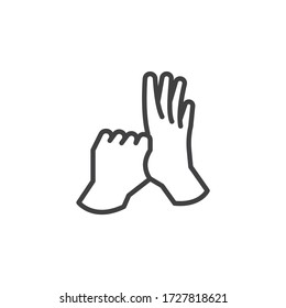 Washing hands line icon. linear style sign for mobile concept and web design. Hands washing step outline vector icon. Coronavirus prevention symbol, logo illustration. Vector graphics